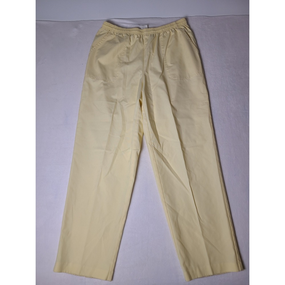VTG USA Koret Francisca Pants W 16 Yellow Elastic Waist Straight Leg Pockets USA